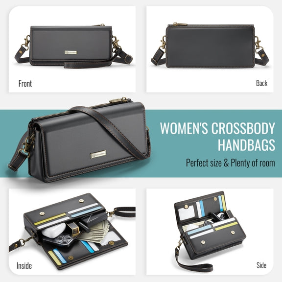 CaseMe ME30 Max Multifunctional Large-Capacity Shoulder Crossbody Phone Bag(Black)