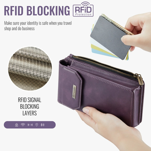 CaseMe Me40 Vertical Multifunctional Shoulder Crossbody Phone Bag(Purple)