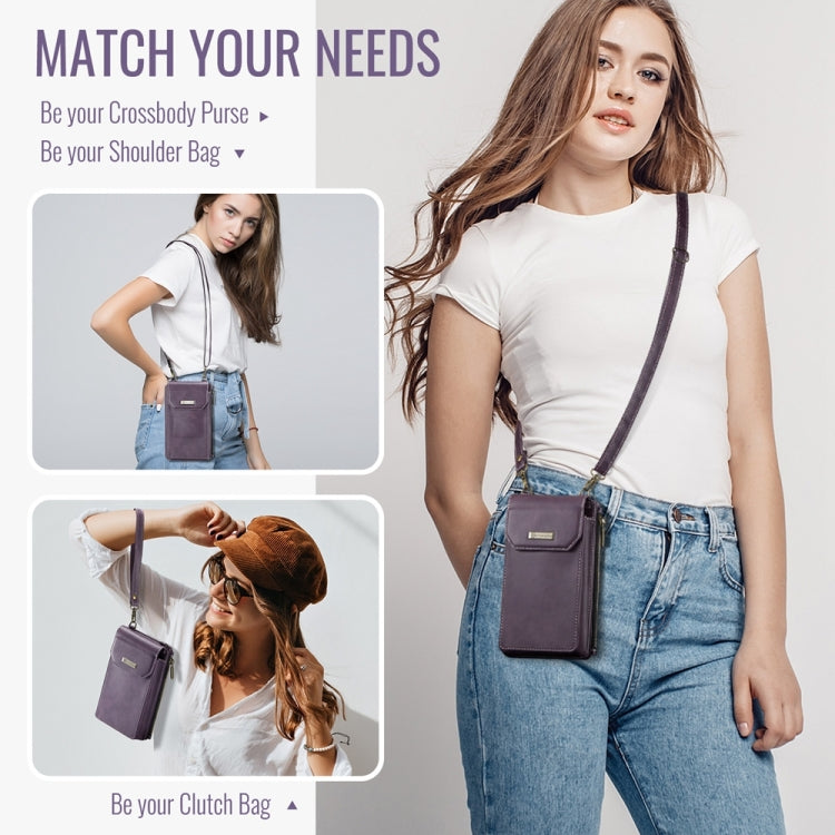 CaseMe Me40 Vertical Multifunctional Shoulder Crossbody Phone Bag(Purple)