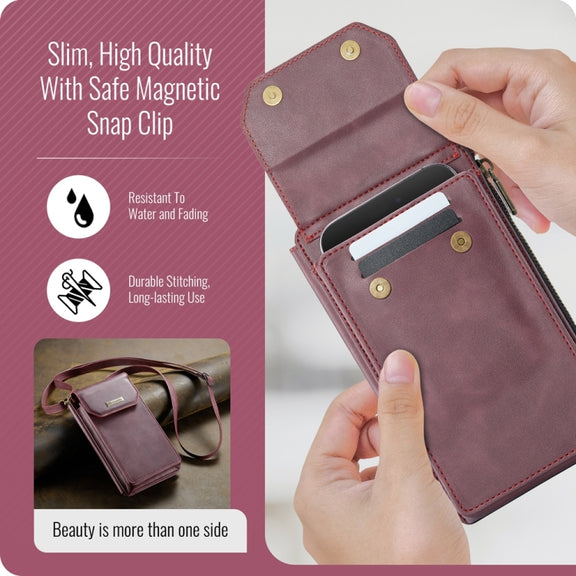 CaseMe Me40 Vertical Multifunctional Shoulder Crossbody Phone Bag(Red)