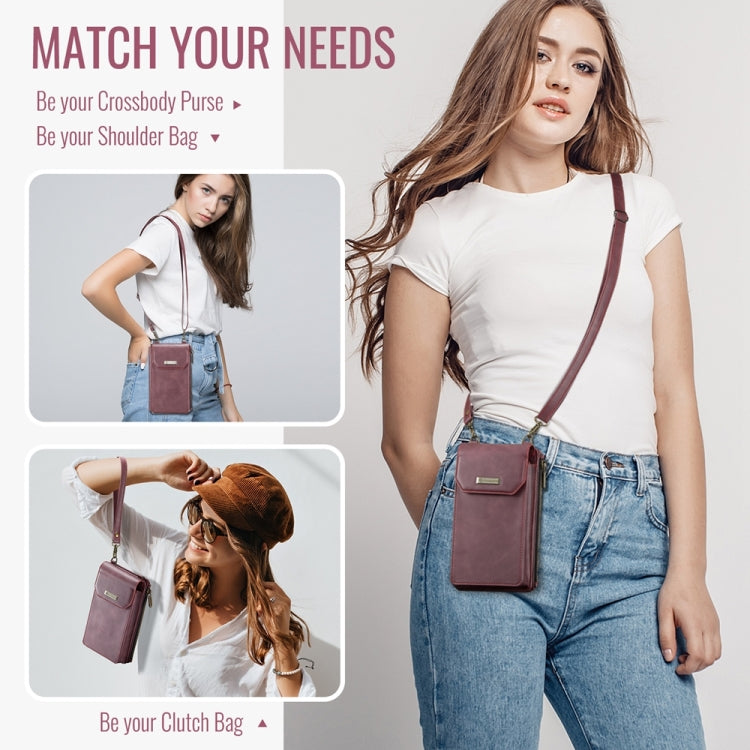 CaseMe Me40 Vertical Multifunctional Shoulder Crossbody Phone Bag(Red)