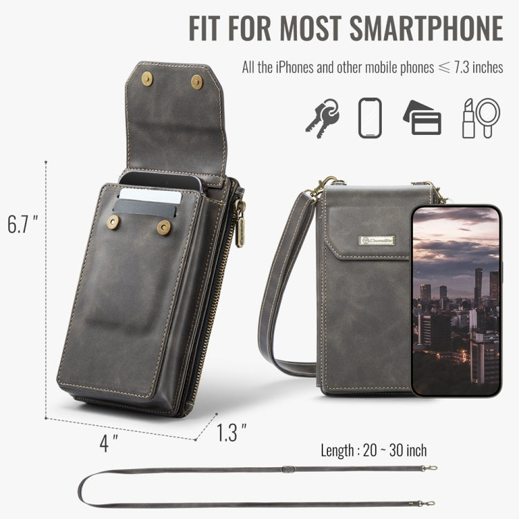 CaseMe Me40 Vertical Multifunctional Shoulder Crossbody Phone Bag(Coffee)