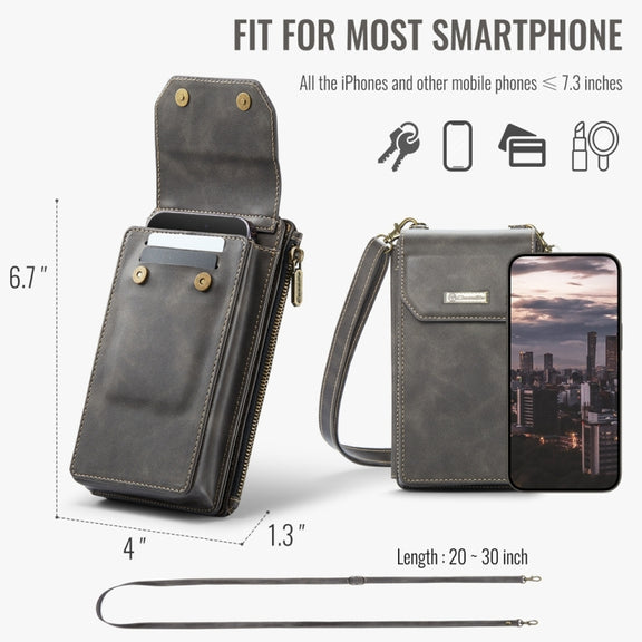 CaseMe Me40 Vertical Multifunctional Shoulder Crossbody Phone Bag(Coffee)