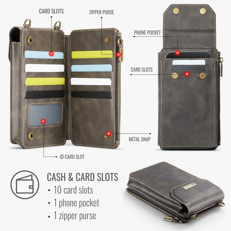 CaseMe Me40 Vertical Multifunctional Shoulder Crossbody Phone Bag(Coffee)
