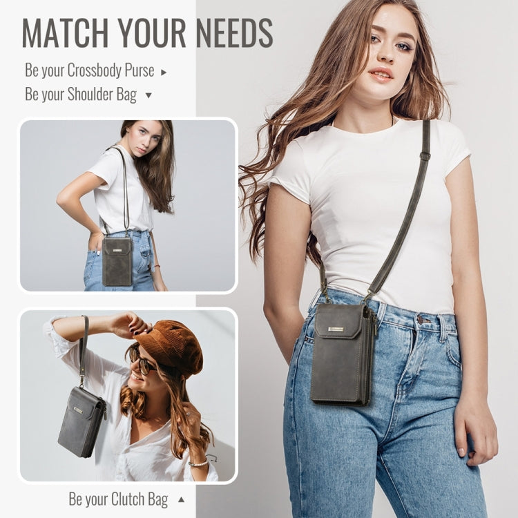 CaseMe Me40 Vertical Multifunctional Shoulder Crossbody Phone Bag(Coffee)