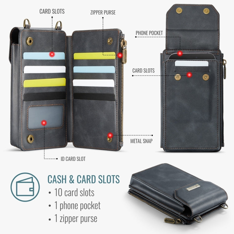 CaseMe Me40 Vertical Multifunctional Shoulder Crossbody Phone Bag(Black)