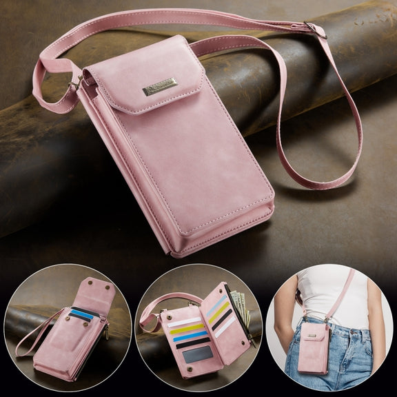 CaseMe Me40 Vertical Multifunctional Shoulder Crossbody Phone Bag(Pink)