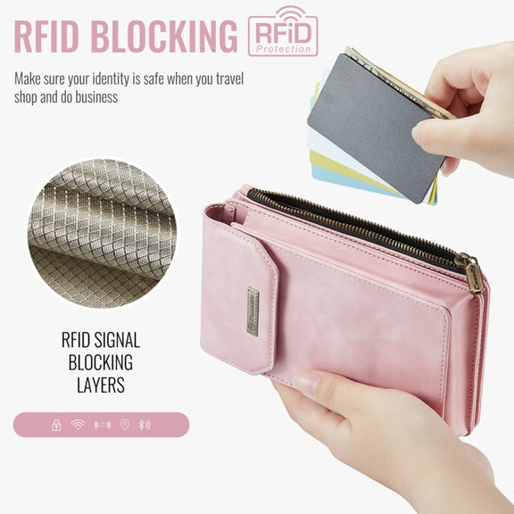 CaseMe Me40 Vertical Multifunctional Shoulder Crossbody Phone Bag(Pink)