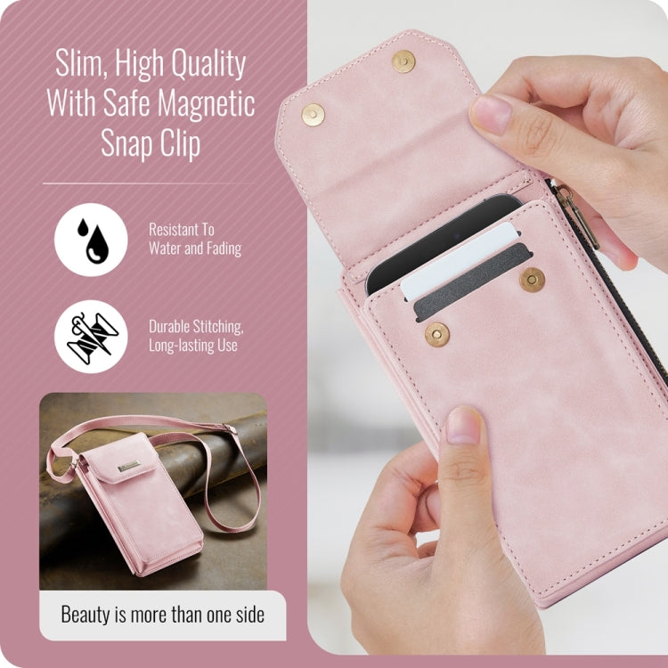 CaseMe Me40 Vertical Multifunctional Shoulder Crossbody Phone Bag(Pink)
