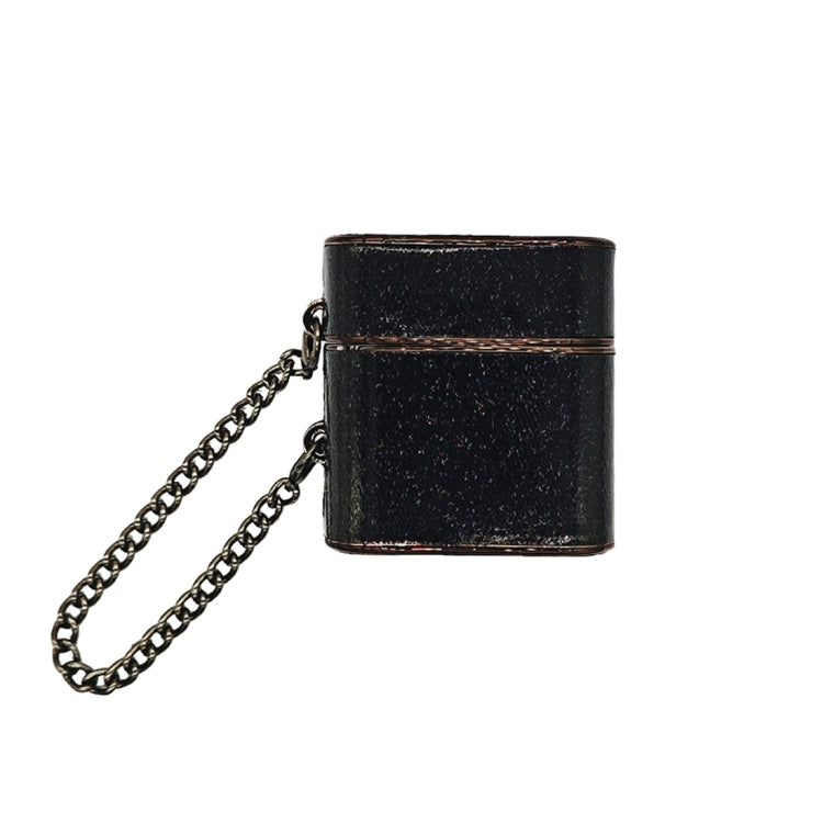 For AirPods 2 / 1 Cylindrical Glitter Leather Texture Bluetooth Earphone Protective Case(Black)