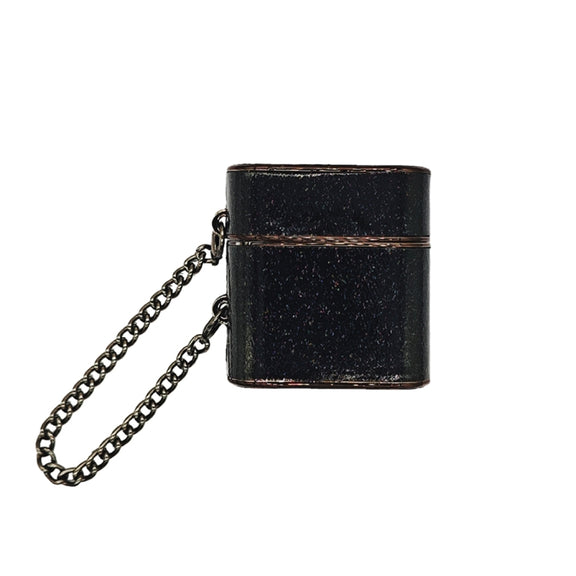 For AirPods 2 / 1 Cylindrical Glitter Leather Texture Bluetooth Earphone Protective Case(Black)