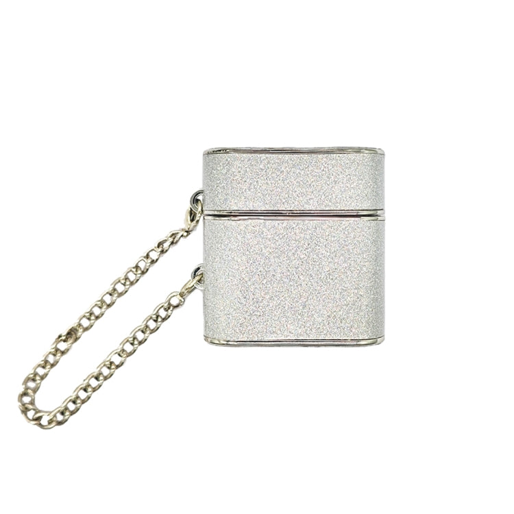For AirPods 2 / 1 Cylindrical Glitter Leather Texture Bluetooth Earphone Protective Case(Silver)