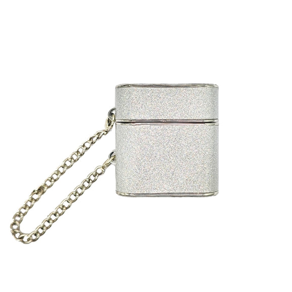For AirPods 2 / 1 Cylindrical Glitter Leather Texture Bluetooth Earphone Protective Case(Silver)