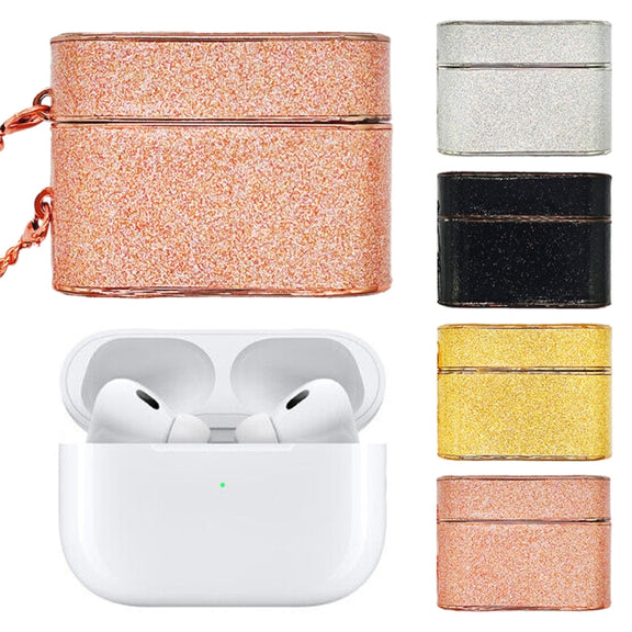 For AirPods Pro 2 Cylindrical Glitter Leather Texture Bluetooth Earphone Protective Case(Black)