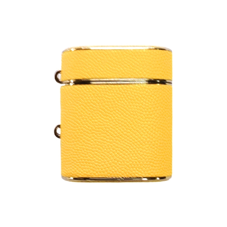 For AirPods 2 / 1 Cylindrical Ball Texture Bluetooth Earphone Protective Case(Yellow)