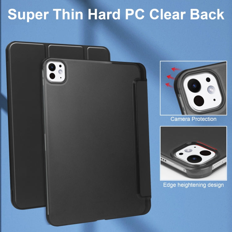 For iPad Pro 11 2024 3-fold Semi-transparent Frosted Smart Leather Tablet Case(Black)