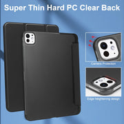 For iPad Pro 11 2024 3-fold Semi-transparent Frosted Smart Leather Tablet Case(Black)