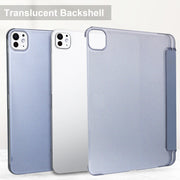 For iPad Pro 11 2024 3-fold Semi-transparent Frosted Smart Leather Tablet Case(Lavender Purple)
