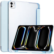 For iPad Pro 11 2024 3-fold Semi-transparent Frosted Smart Leather Tablet Case(Sky Blue)