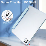For iPad Pro 11 2024 3-fold Semi-transparent Frosted Smart Leather Tablet Case(Sky Blue)