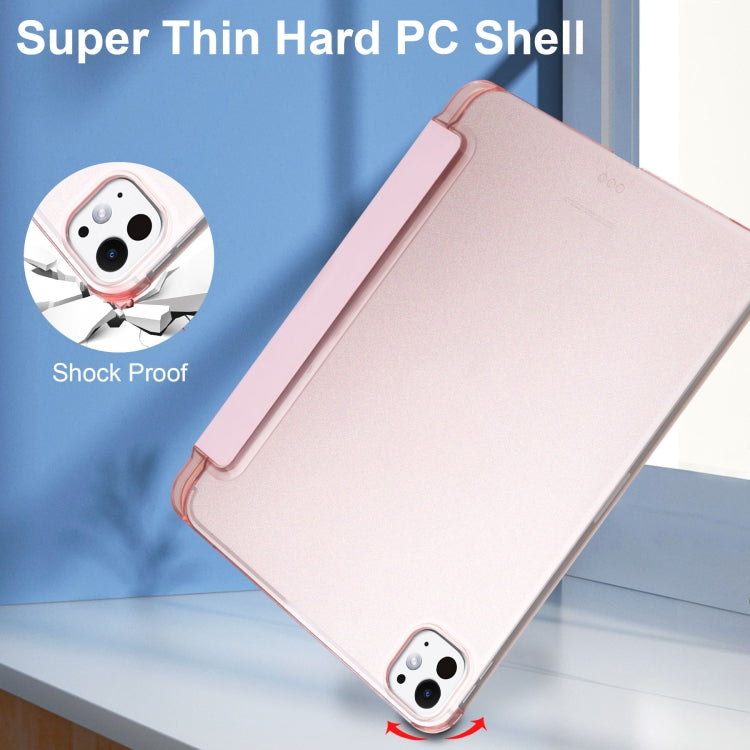 For iPad Pro 11 2024 3-fold Semi-transparent Frosted Smart Leather Tablet Case(Rose Gold)