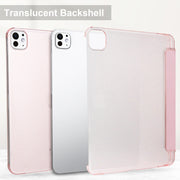 For iPad Pro 11 2024 3-fold Semi-transparent Frosted Smart Leather Tablet Case(Rose Gold)