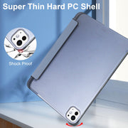 For iPad Pro 13 2024 3-fold Semi-transparent Frosted Smart Leather Tablet Case(Lavender Purple)