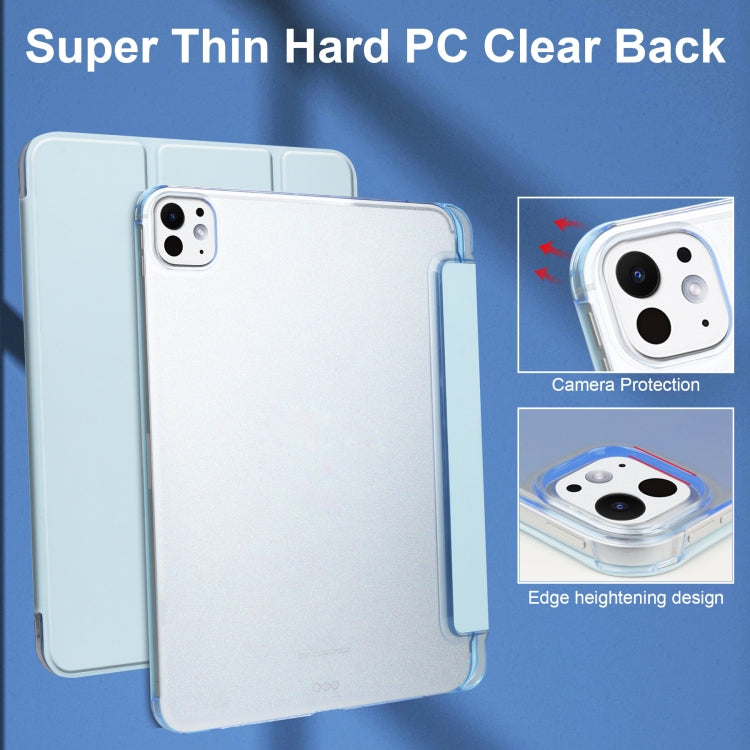 For iPad Pro 13 2024 3-fold Semi-transparent Frosted Smart Leather Tablet Case(Sky Blue)