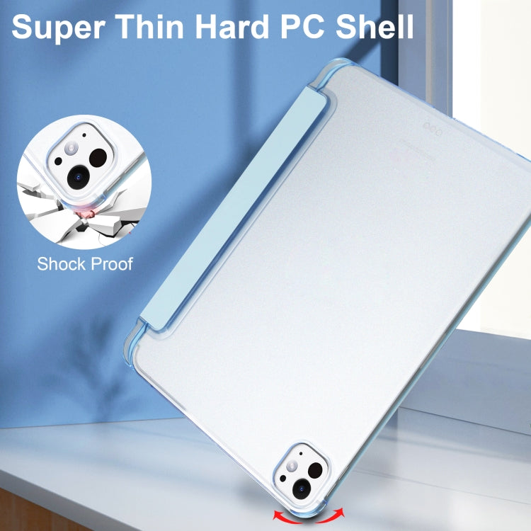 For iPad Pro 13 2024 3-fold Semi-transparent Frosted Smart Leather Tablet Case(Sky Blue)