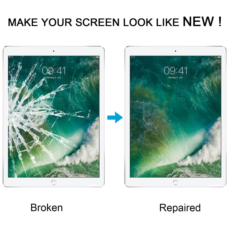 For iPad Pro 12.9 2017 Front Screen Outer Glass Lens with OCA Optically Clear Adhesive(White)