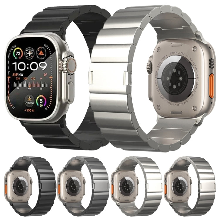 For Apple Watch 42mm One-Bead Magnetic Buckle Titanium Metal Watch Band(Silver)