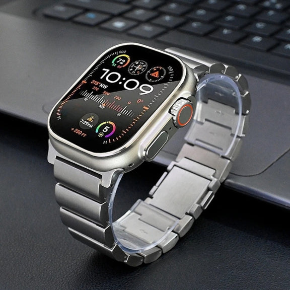 For Apple Watch Series 2 38mm One-Bead Magnetic Buckle Titanium Metal Watch Band(Silver)