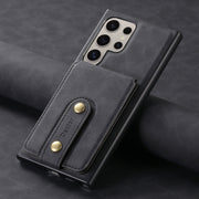For Samsung Galaxy S24 Ultra 5G Denior D14 NK Retro Pattern MagSafe Magnetic Card Holder Leather Phone Case(Black)