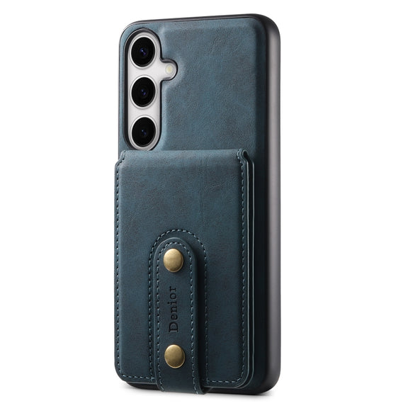 For Samsung Galaxy S24+ 5G Denior D14 NK Retro Pattern MagSafe Magnetic Card Holder Leather Phone Case(Blue)