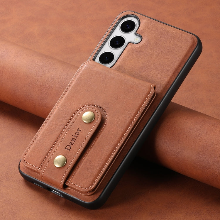 For Samsung Galaxy S24 5G Denior D14 NK Retro Pattern MagSafe Magnetic Card Holder Leather Phone Case(Brown)