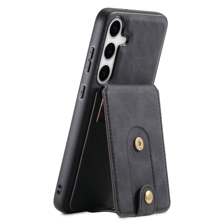 For Samsung Galaxy S24 5G Denior D14 NK Retro Pattern MagSafe Magnetic Card Holder Leather Phone Case(Black)
