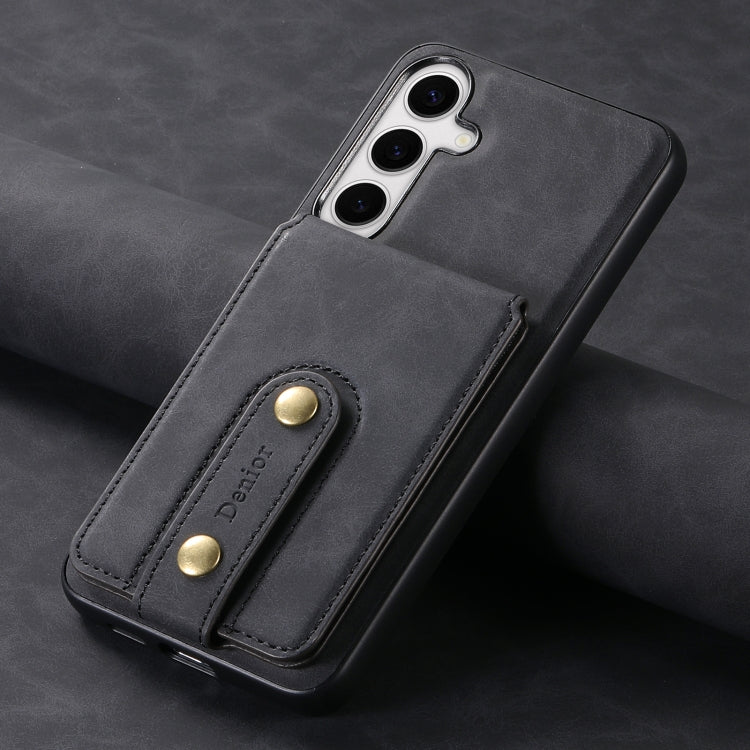 For Samsung Galaxy S24 5G Denior D14 NK Retro Pattern MagSafe Magnetic Card Holder Leather Phone Case(Black)