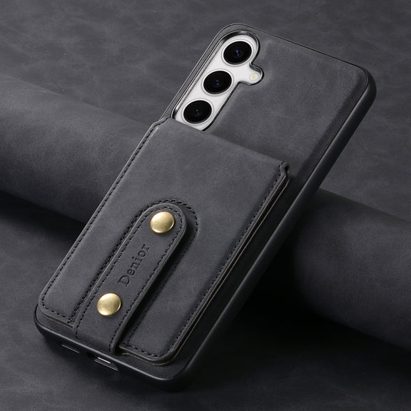 For Samsung Galaxy S24 5G Denior D14 NK Retro Pattern MagSafe Magnetic Card Holder Leather Phone Case(Black)