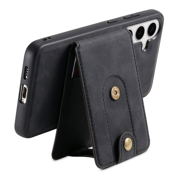 For Samsung Galaxy S24 5G Denior D14 NK Retro Pattern MagSafe Magnetic Card Holder Leather Phone Case(Black)