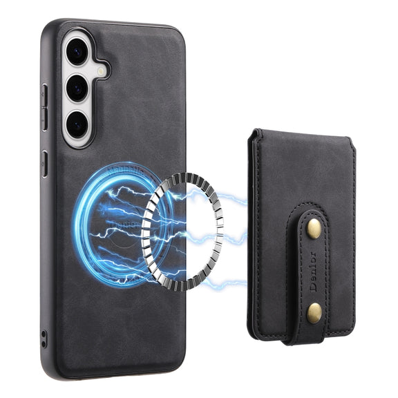 For Samsung Galaxy S24 5G Denior D14 NK Retro Pattern MagSafe Magnetic Card Holder Leather Phone Case(Black)