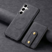 For Samsung Galaxy S24 5G Denior D14 NK Retro Pattern MagSafe Magnetic Card Holder Leather Phone Case(Black)