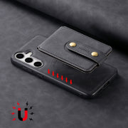 For Samsung Galaxy S24 5G Denior D14 NK Retro Pattern MagSafe Magnetic Card Holder Leather Phone Case(Black)