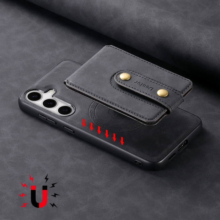 For Samsung Galaxy S24 5G Denior D14 NK Retro Pattern MagSafe Magnetic Card Holder Leather Phone Case(Black)