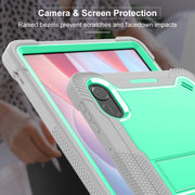 For Honor Pad X9 Shockproof Silicone Hybrid PC Tablet Case with Holder(Mint Green + Grey)