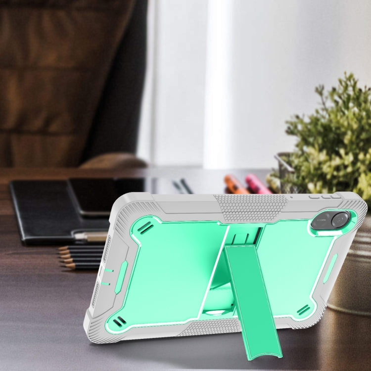For Honor Pad X9 Shockproof Silicone Hybrid PC Tablet Case with Holder(Mint Green + Grey)