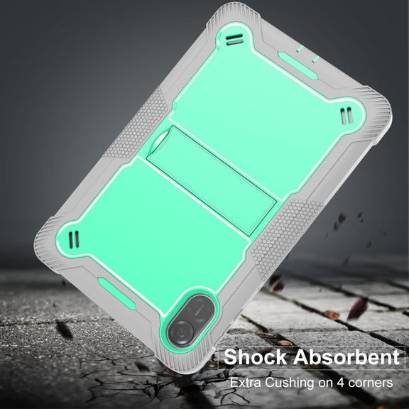 For Honor Pad X9 Shockproof Silicone Hybrid PC Tablet Case with Holder(Mint Green + Grey)
