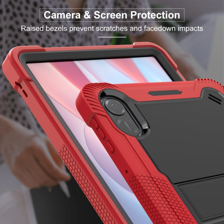For Honor Pad X9 / X8 Pro Shockproof Silicone Hybrid PC Tablet Case with Holder(Black + Red)