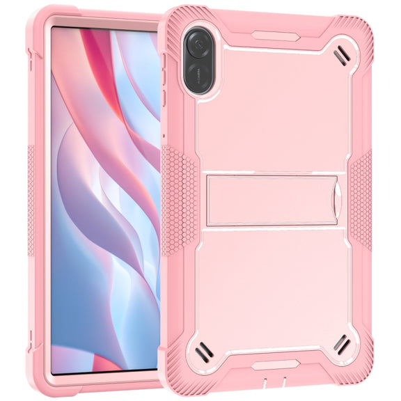 For Honor Pad X9 / X8 Pro Shockproof Silicone Hybrid PC Tablet Case with Holder(Rose Gold)