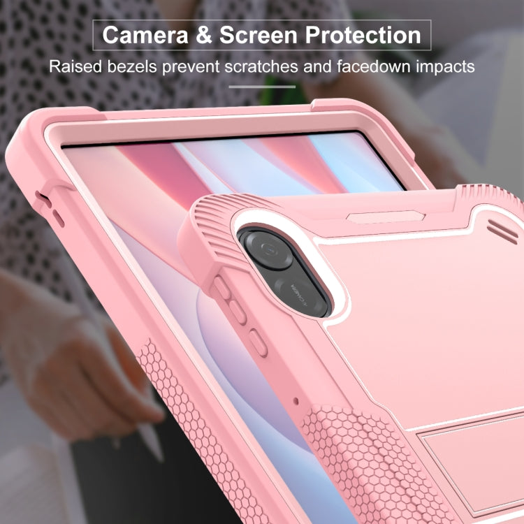 For Honor Pad X9 / X8 Pro Shockproof Silicone Hybrid PC Tablet Case with Holder(Rose Gold)