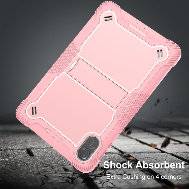 For Honor Pad X9 / X8 Pro Shockproof Silicone Hybrid PC Tablet Case with Holder(Rose Gold)